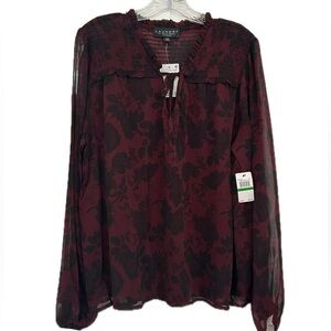 Laundry by Shelli Segal Winetasting Floral Long Sleeve Top